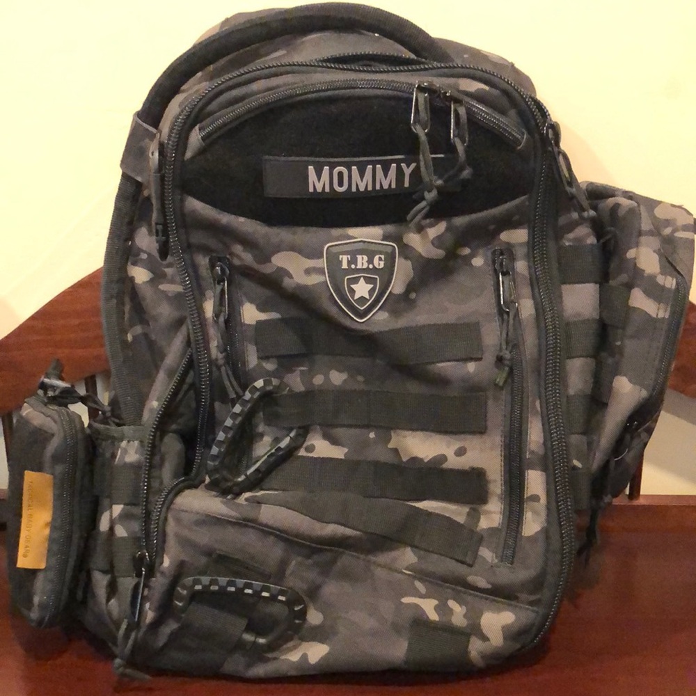 Mommy Tactical Camouflage Baby Diaper Bag Backpack - Black/Gray